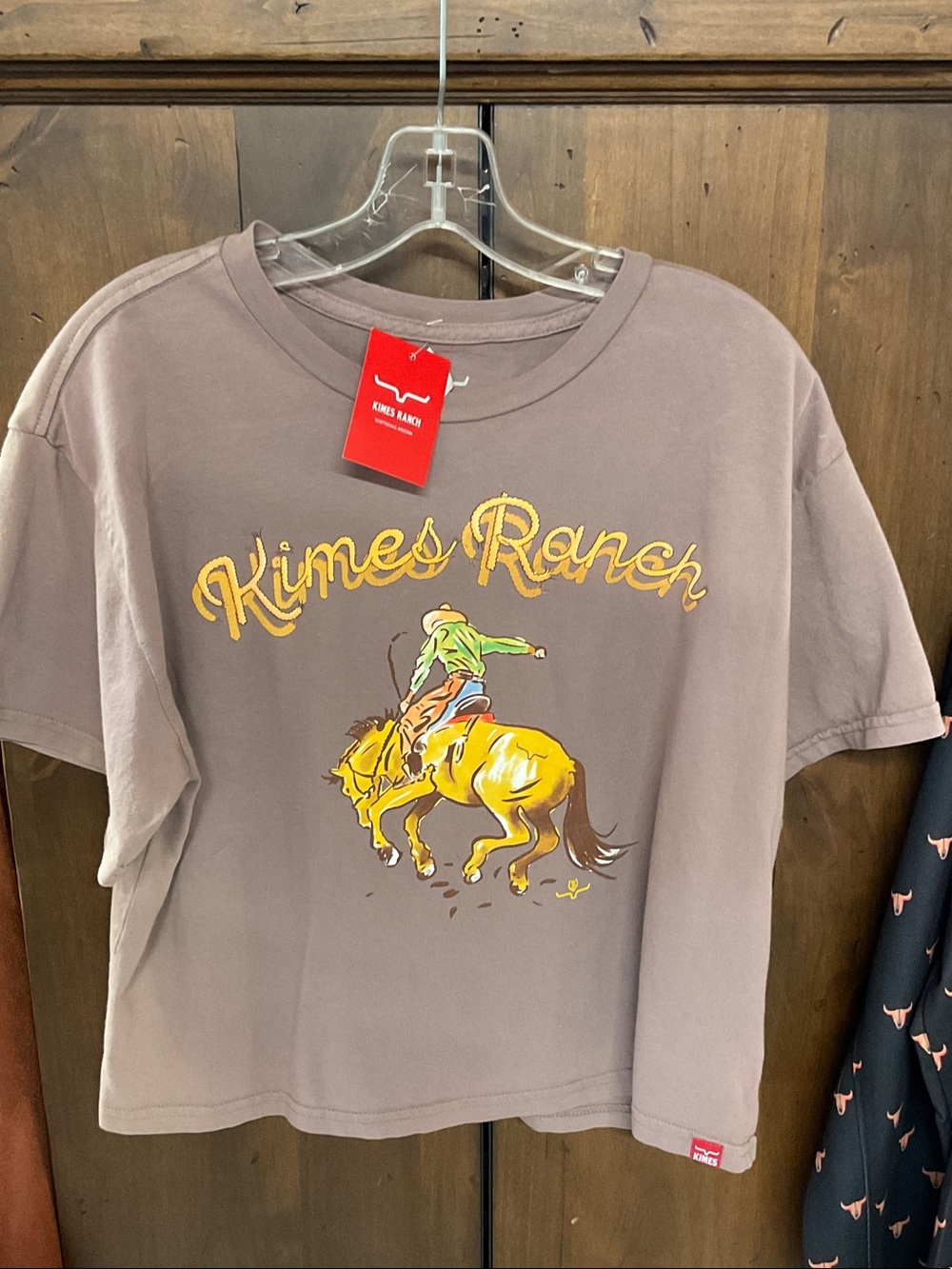 Kimes Ranch Mocha Brown Tee with Yellow Rodeo Graphic